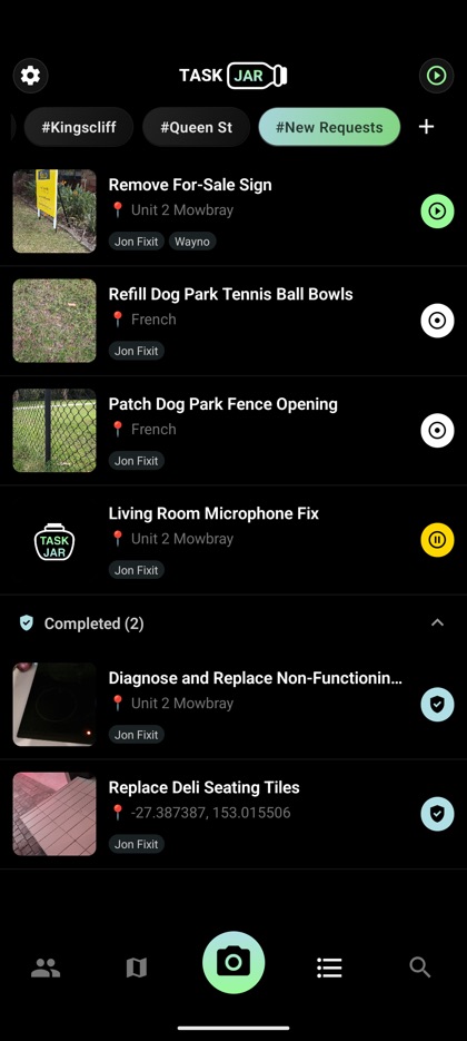 Task list grouped into channels per property